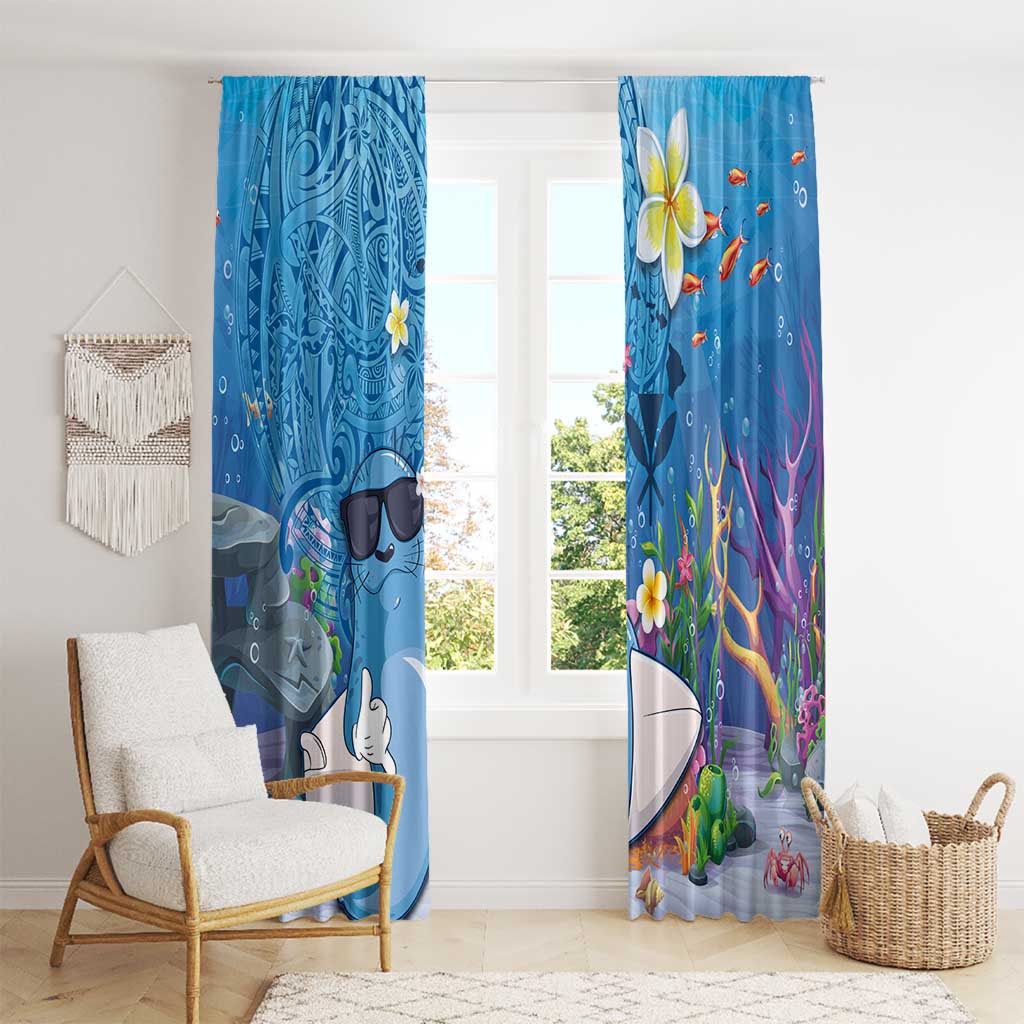 Aloha Hawaiian Monk Seal Window Curtain Polynesian Tattoo The Ocean and Undersea Vibe LT03 - Polynesian Pride