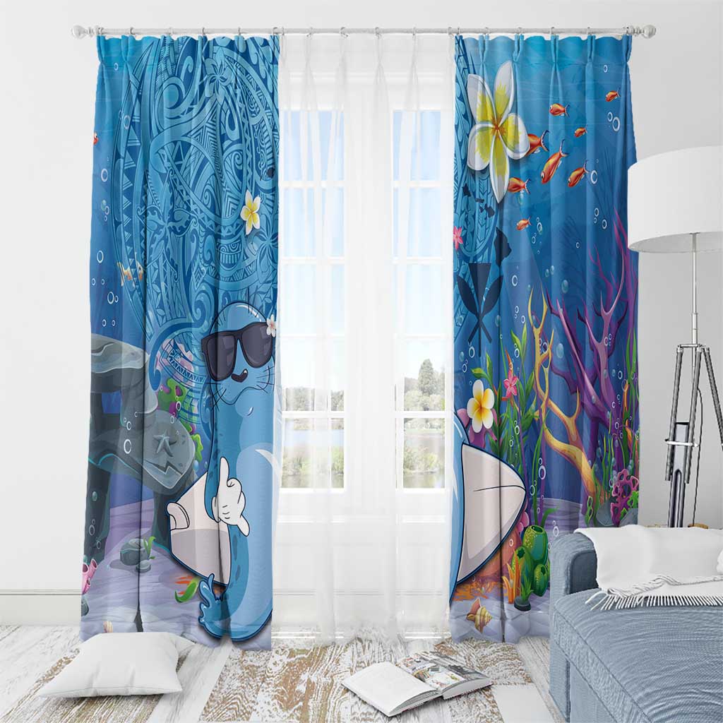 Aloha Hawaiian Monk Seal Window Curtain Polynesian Tattoo The Ocean and Undersea Vibe LT03 - Polynesian Pride
