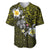 Hawaiian Turtle and Plumeria Baseball Jersey Polynesian Tattoo and Tribal Elements Pattern Yellow Color