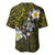 Hawaiian Turtle and Plumeria Baseball Jersey Polynesian Tattoo and Tribal Elements Pattern Yellow Color