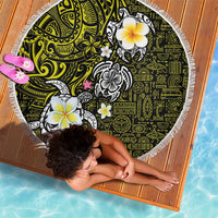 Hawaiian Turtle and Plumeria Beach Blanket Polynesian Tattoo and Tribal Elements Pattern Yellow Color LT03 - Polynesian Pride