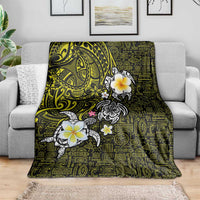 Hawaiian Turtle and Plumeria Blanket Polynesian Tattoo and Tribal Elements Pattern Yellow Color LT03 - Polynesian Pride