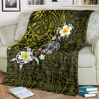 Hawaiian Turtle and Plumeria Blanket Polynesian Tattoo and Tribal Elements Pattern Yellow Color LT03 - Polynesian Pride