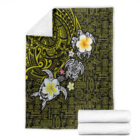 Hawaiian Turtle and Plumeria Blanket Polynesian Tattoo and Tribal Elements Pattern Yellow Color LT03 - Polynesian Pride
