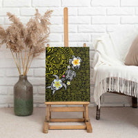 Hawaiian Turtle and Plumeria Canvas Wall Art Polynesian Tattoo and Tribal Elements Pattern Yellow Color LT03 - Polynesian Pride