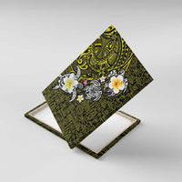 Hawaiian Turtle and Plumeria Canvas Wall Art Polynesian Tattoo and Tribal Elements Pattern Yellow Color LT03 With Frame Yellow - Polynesian Pride