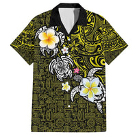 Hawaiian Turtle and Plumeria Hawaiian Shirt Polynesian Tattoo and Tribal Elements Pattern Yellow Color LT03 Yellow - Polynesian Pride