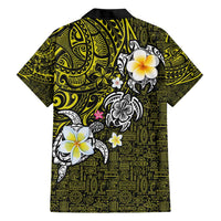 Hawaiian Turtle and Plumeria Hawaiian Shirt Polynesian Tattoo and Tribal Elements Pattern Yellow Color LT03 - Polynesian Pride