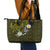 Hawaiian Turtle and Plumeria Leather Tote Bag Polynesian Tattoo and Tribal Elements Pattern Yellow Color