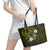 Hawaiian Turtle and Plumeria Leather Tote Bag Polynesian Tattoo and Tribal Elements Pattern Yellow Color