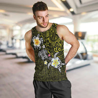Hawaiian Turtle and Plumeria Men Tank Top Polynesian Tattoo and Tribal Elements Pattern Yellow Color LT03 Yellow - Polynesian Pride