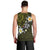 Hawaiian Turtle and Plumeria Men Tank Top Polynesian Tattoo and Tribal Elements Pattern Yellow Color