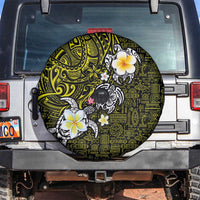 Hawaiian Turtle and Plumeria Spare Tire Cover Polynesian Tattoo and Tribal Elements Pattern Yellow Color LT03 Yellow - Polynesian Pride