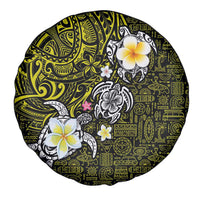 Hawaiian Turtle and Plumeria Spare Tire Cover Polynesian Tattoo and Tribal Elements Pattern Yellow Color LT03 - Polynesian Pride