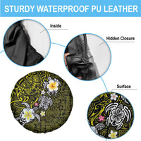 Hawaiian Turtle and Plumeria Spare Tire Cover Polynesian Tattoo and Tribal Elements Pattern Yellow Color LT03 - Polynesian Pride