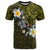 Hawaiian Turtle and Plumeria T Shirt Polynesian Tattoo and Tribal Elements Pattern Yellow Color