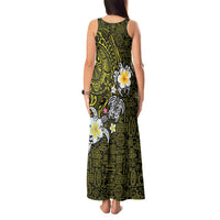 Hawaiian Turtle and Plumeria Tank Maxi Dress Polynesian Tattoo and Tribal Elements Pattern Yellow Color LT03 - Polynesian Pride