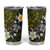 Hawaiian Turtle and Plumeria Tumbler Cup Polynesian Tattoo and Tribal Elements Pattern Yellow Color