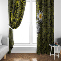 Hawaiian Turtle and Plumeria Window Curtain Polynesian Tattoo and Tribal Elements Pattern Yellow Color LT03 - Polynesian Pride