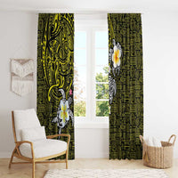 Hawaiian Turtle and Plumeria Window Curtain Polynesian Tattoo and Tribal Elements Pattern Yellow Color LT03 - Polynesian Pride