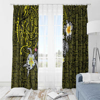 Hawaiian Turtle and Plumeria Window Curtain Polynesian Tattoo and Tribal Elements Pattern Yellow Color LT03 - Polynesian Pride
