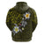 Hawaiian Turtle and Plumeria Zip Hoodie Polynesian Tattoo and Tribal Elements Pattern Yellow Color