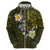 Hawaiian Turtle and Plumeria Zip Hoodie Polynesian Tattoo and Tribal Elements Pattern Yellow Color