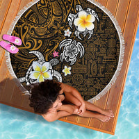 Hawaiian Turtle and Plumeria Beach Blanket Polynesian Tattoo and Tribal Elements Pattern Orange Color LT03 - Polynesian Pride