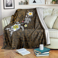 Hawaiian Turtle and Plumeria Blanket Polynesian Tattoo and Tribal Elements Pattern Orange Color LT03 Orange - Polynesian Pride