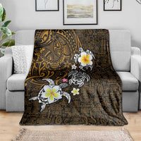 Hawaiian Turtle and Plumeria Blanket Polynesian Tattoo and Tribal Elements Pattern Orange Color LT03 - Polynesian Pride