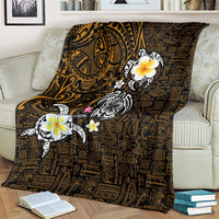 Hawaiian Turtle and Plumeria Blanket Polynesian Tattoo and Tribal Elements Pattern Orange Color LT03 - Polynesian Pride