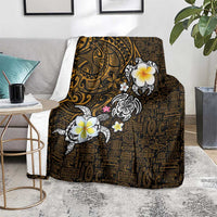 Hawaiian Turtle and Plumeria Blanket Polynesian Tattoo and Tribal Elements Pattern Orange Color LT03 - Polynesian Pride