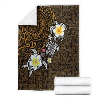 Hawaiian Turtle and Plumeria Blanket Polynesian Tattoo and Tribal Elements Pattern Orange Color LT03 - Polynesian Pride