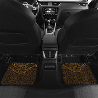 Hawaiian Turtle and Plumeria Car Mats Polynesian Tattoo and Tribal Elements Pattern Orange Color