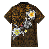 Hawaiian Turtle and Plumeria Family Matching Short Sleeve Bodycon Dress and Hawaiian Shirt Polynesian Tattoo and Tribal Elements Pattern Orange Color