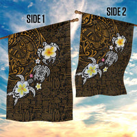 Hawaiian Turtle and Plumeria Garden Flag Polynesian Tattoo and Tribal Elements Pattern Orange Color LT03 - Polynesian Pride