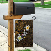 Hawaiian Turtle and Plumeria Garden Flag Polynesian Tattoo and Tribal Elements Pattern Orange Color LT03 - Polynesian Pride