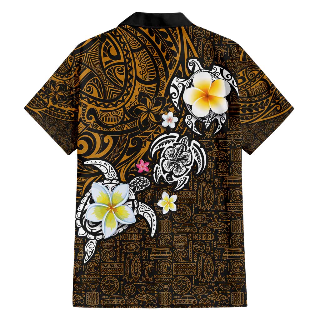 Hawaiian Turtle and Plumeria Hawaiian Shirt Polynesian Tattoo and Tribal Elements Pattern Orange Color LT03 - Polynesian Pride