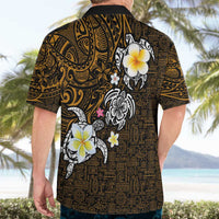 Hawaiian Turtle and Plumeria Hawaiian Shirt Polynesian Tattoo and Tribal Elements Pattern Orange Color LT03 - Polynesian Pride