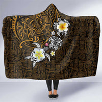 Hawaiian Turtle and Plumeria Hooded Blanket Polynesian Tattoo and Tribal Elements Pattern Orange Color LT03 One Size Orange - Polynesian Pride