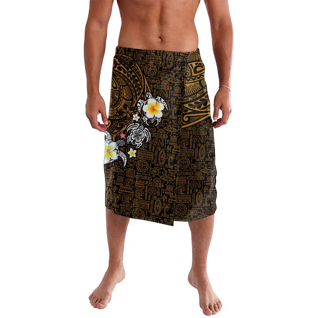 Hawaiian Turtle and Plumeria Lavalava Polynesian Tattoo and Tribal Elements Pattern Orange Color LT03 Orange - Polynesian Pride