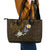 Hawaiian Turtle and Plumeria Leather Tote Bag Polynesian Tattoo and Tribal Elements Pattern Orange Color