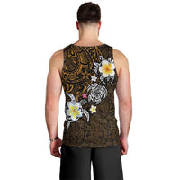 Hawaiian Turtle and Plumeria Men Tank Top Polynesian Tattoo and Tribal Elements Pattern Orange Color LT03 - Polynesian Pride