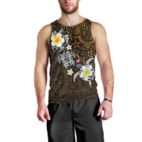 Hawaiian Turtle and Plumeria Men Tank Top Polynesian Tattoo and Tribal Elements Pattern Orange Color LT03 - Polynesian Pride