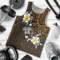 Hawaiian Turtle and Plumeria Men Tank Top Polynesian Tattoo and Tribal Elements Pattern Orange Color LT03 - Polynesian Pride