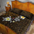 Hawaiian Turtle and Plumeria Quilt Bed Set Polynesian Tattoo and Tribal Elements Pattern Orange Color