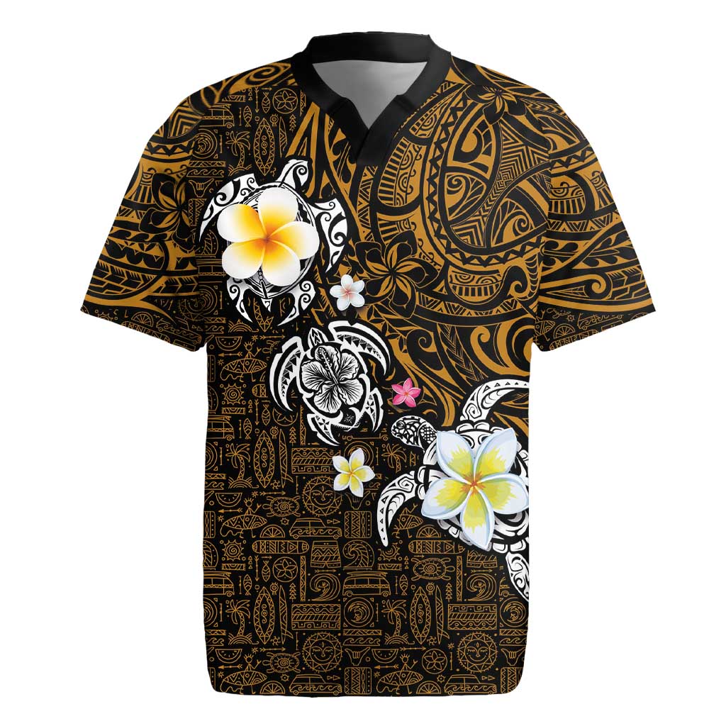 Hawaiian Turtle and Plumeria Rugby Jersey Polynesian Tattoo and Tribal Elements Pattern Orange Color LT03 Orange - Polynesian Pride