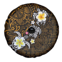 Hawaiian Turtle and Plumeria Spare Tire Cover Polynesian Tattoo and Tribal Elements Pattern Orange Color LT03 - Polynesian Pride