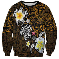 Hawaiian Turtle and Plumeria Sweatshirt Polynesian Tattoo and Tribal Elements Pattern Orange Color LT03 Unisex Orange - Polynesian Pride