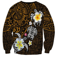Hawaiian Turtle and Plumeria Sweatshirt Polynesian Tattoo and Tribal Elements Pattern Orange Color LT03 - Polynesian Pride